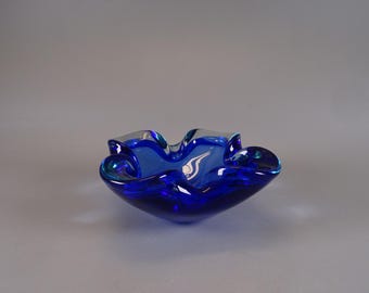 Murano glass ashtray, made in Italy from the 1980s Blue