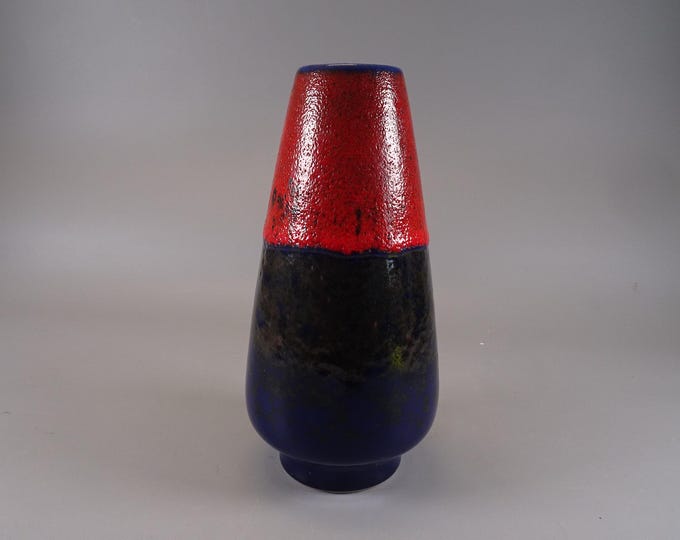 Fire-red FAT LAVA Scheurich design vase from the 1960s and 1970s