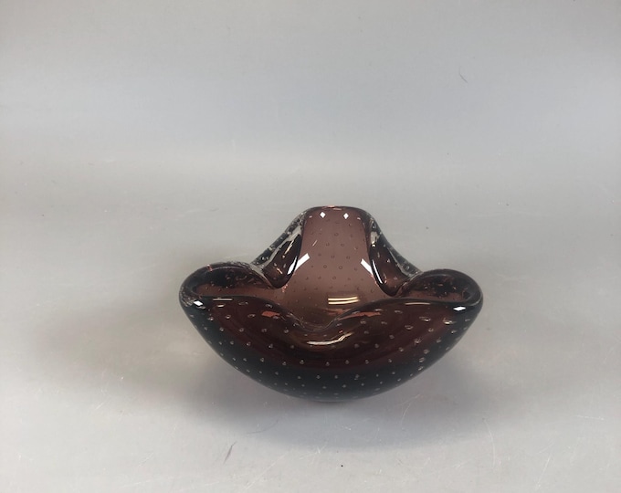 Murano glass ashtray, made in Italy from the 1980s Purple