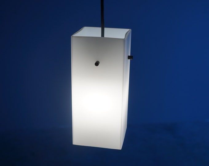 Rectangular glass lamp with black cable from the 60s mid century design