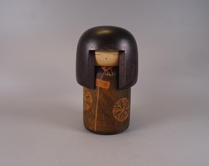 Kokeshi doll wooden figure from Japan vintage, 70s -80s