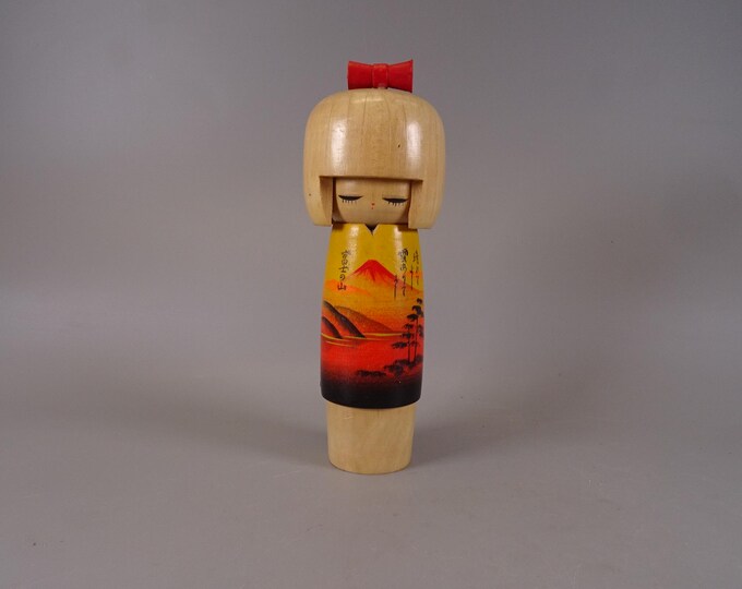 Kokeshi doll wooden figure from Japan vintage, 70s -80s