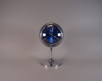 Tokyo Tokei chrome clock with alarm clock from the 1970s