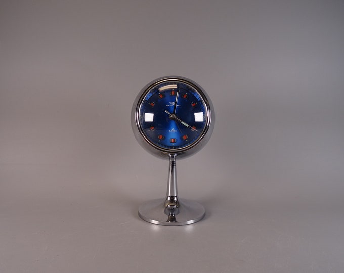 Tokyo Tokei chrome clock with alarm clock from the 1970s