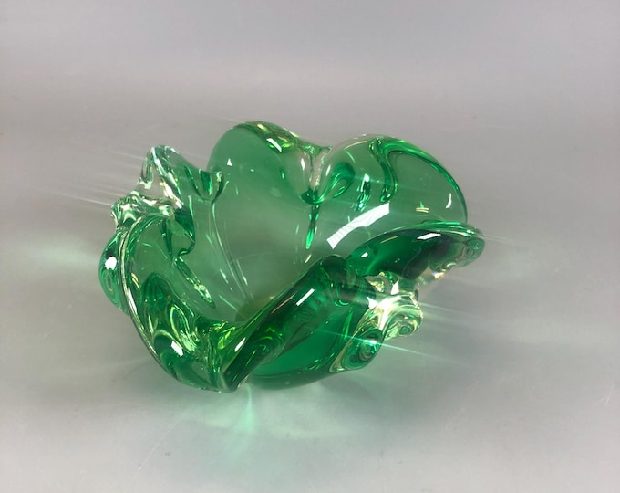 Murano glass ashtray, made in Italy from the 1970s Green