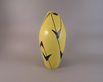 Schlossberg ceramic vase from the 1970s in a vintage design yellow / black