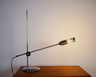 Minimalist architect's desk lamp in chrome finish from the 80s