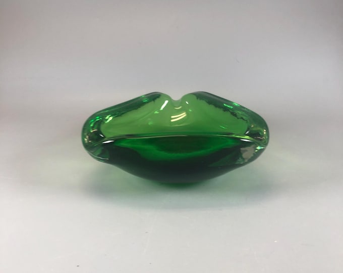 Murano glass ashtray, made in Italy from the 1970s Green