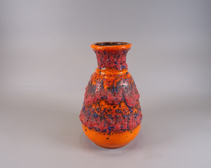 Orange Fat Lava Bay West German Vase