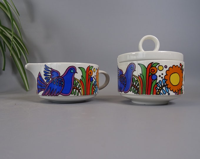 XL Villeroy and Boch Acapulco Milk & Sugar 70s Boho Tableware, Mid Century Kitchenware Christine Reuter