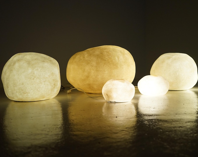 Moon Rock Andre Cazenave 1970 Paris Atelier A Signed stone lamp, 5 pieces