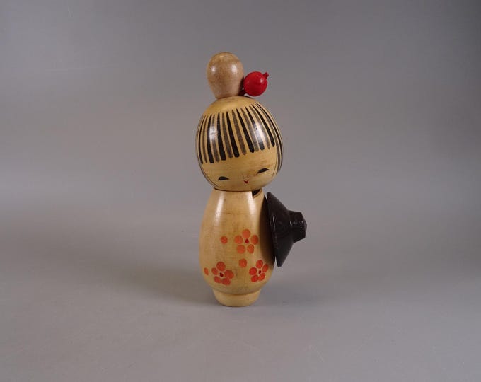 Kokeshi doll wooden figure from Japan vintage, 70s -80s
