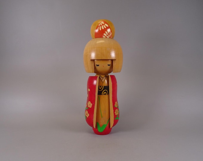 Kokeshi doll wooden figure from Japan vintage, 70s -80s