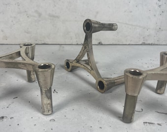 Set of 3 Modulate candle holders from the 1970s in silver with a great patina