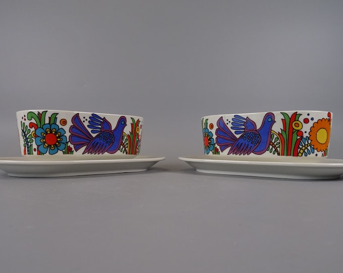 Villeroy and Boch Acapulco 1 of 2 sauce boats 70s boho tableware, mid century kitchenware, Christine Reuter.