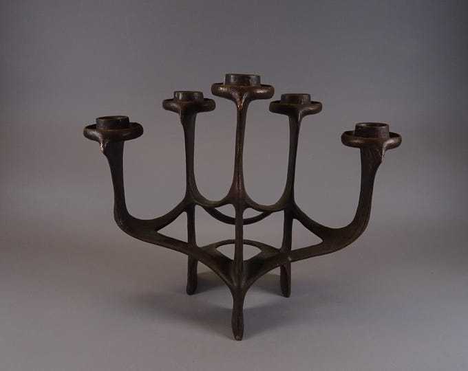German Brutalist bronze candle holder, circa 1970-80s