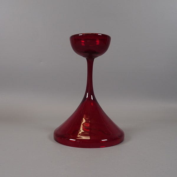 1 WMF Glas Kerzenständer Cari Zalloni Design 60s 70s Candlestick Vintage Rot