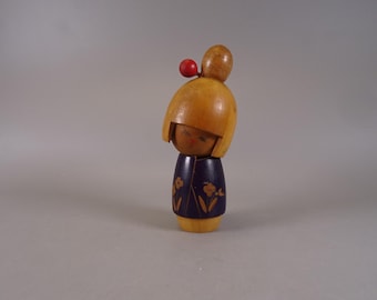 Kokeshi doll wooden figure from Japan vintage, 70s -80s