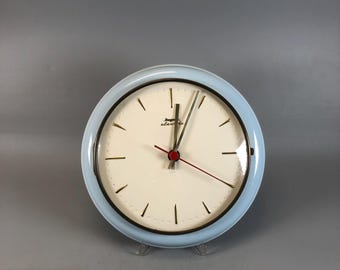 Dugema 1950s wall clock in baby blue / Clock from the 1950s