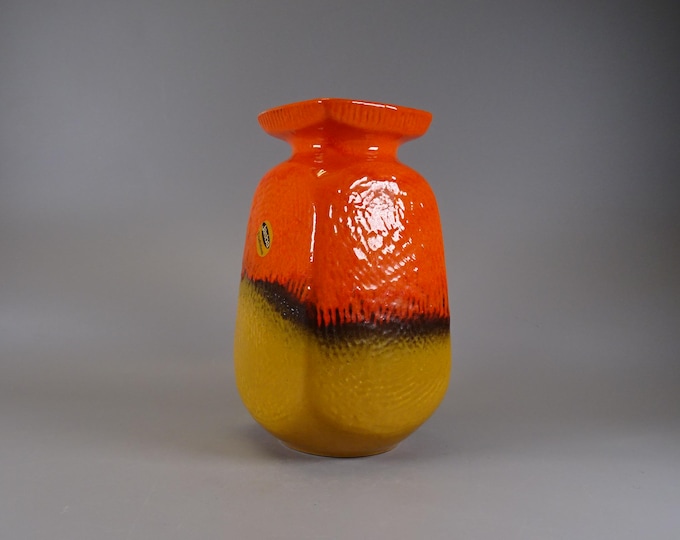 Super trendy 70s vase by JASBA Keramik in orange