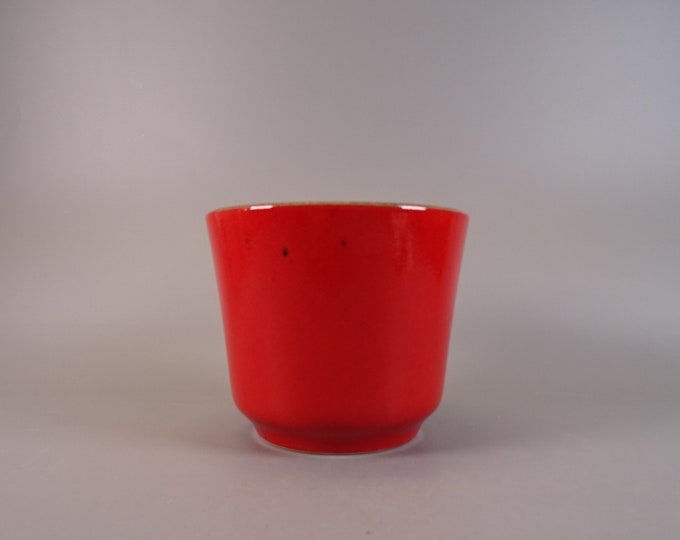 Fire red flower pot planter by BAY Keramik from the 1970s