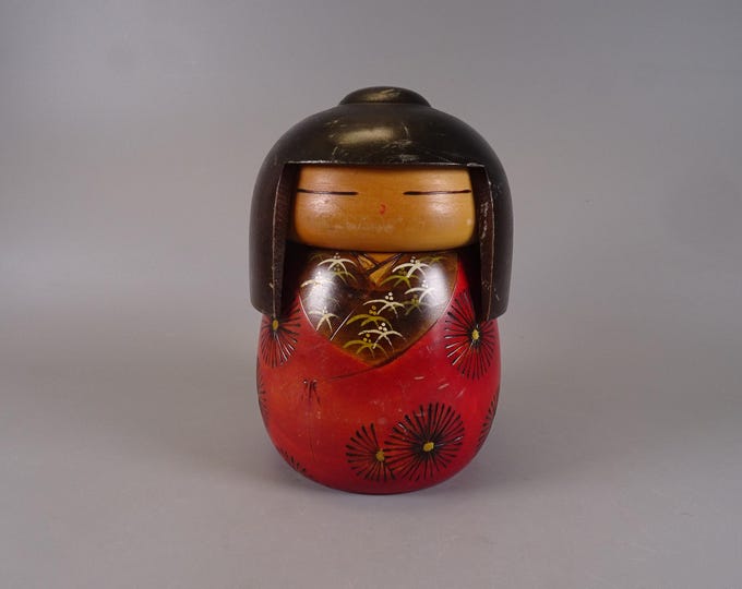 Kokeshi doll wooden figure from Japan vintage, 70s -80s