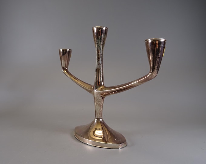 Silver-plated candlestick from the 70s in midcentury design