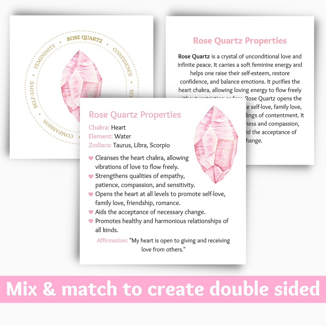 Rose Quartz Instant Download Crystal Meaning Card Crystal Etsy