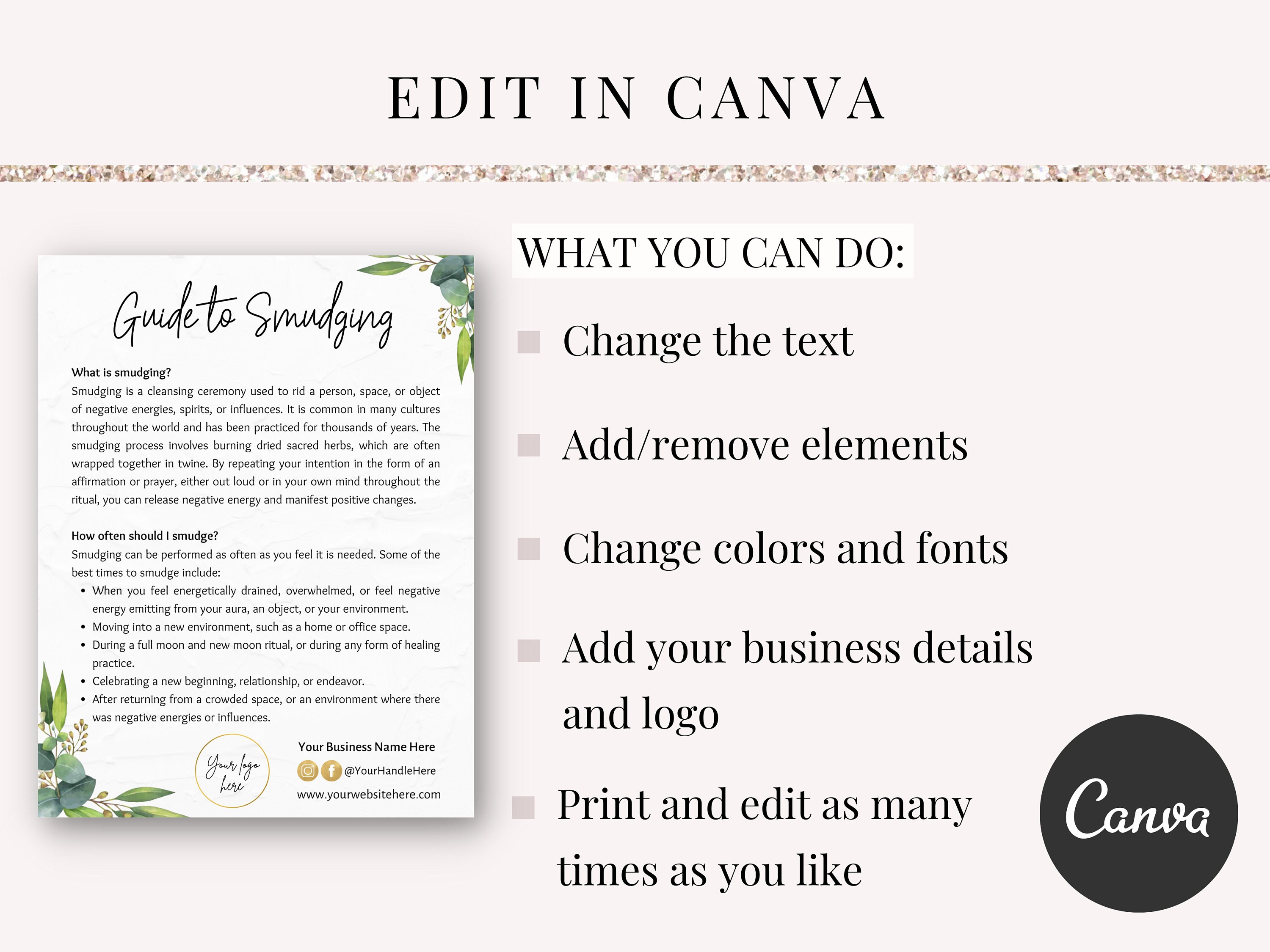 Smudging Printable Smudging Instant Download Smudging Sheet | Etsy