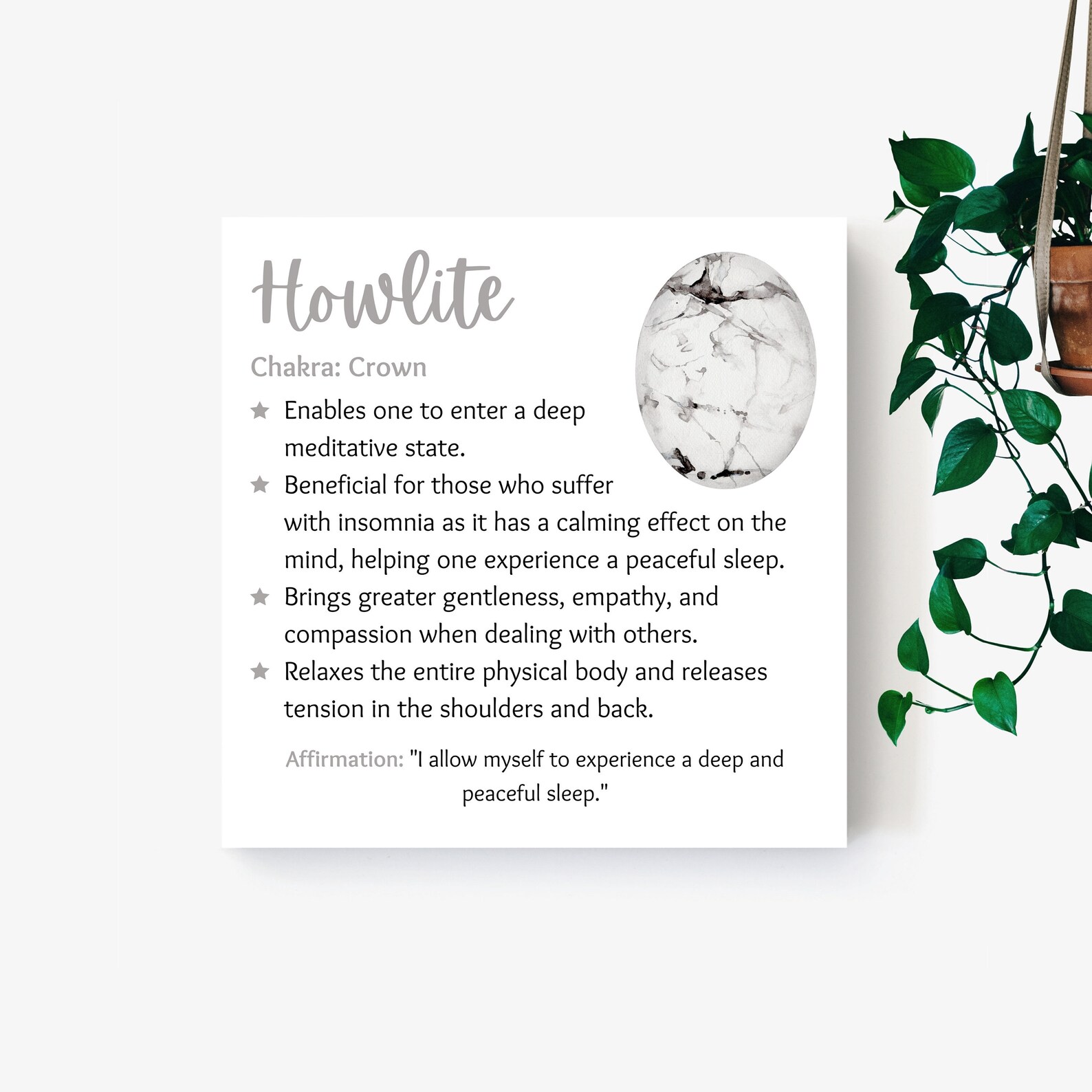 Howlite Instant Download Crystal Card Crystal Printables Etsy