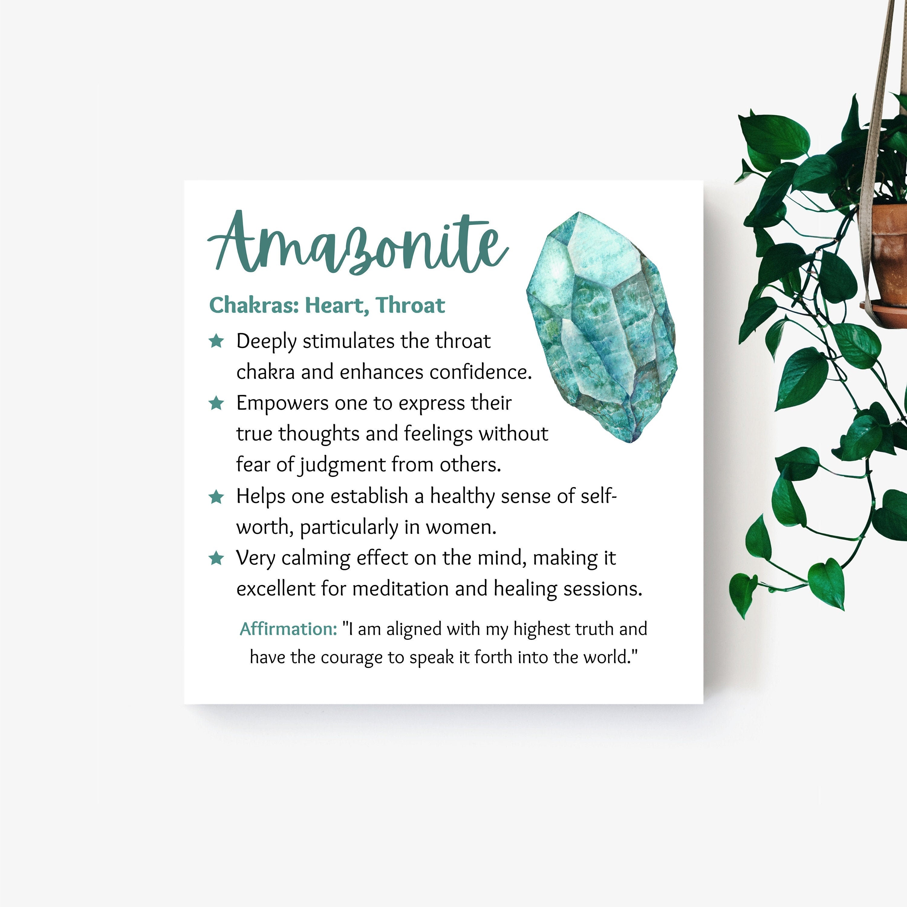 Amazonite Instant Download Crystal Meaning Card Amazonite Etsy