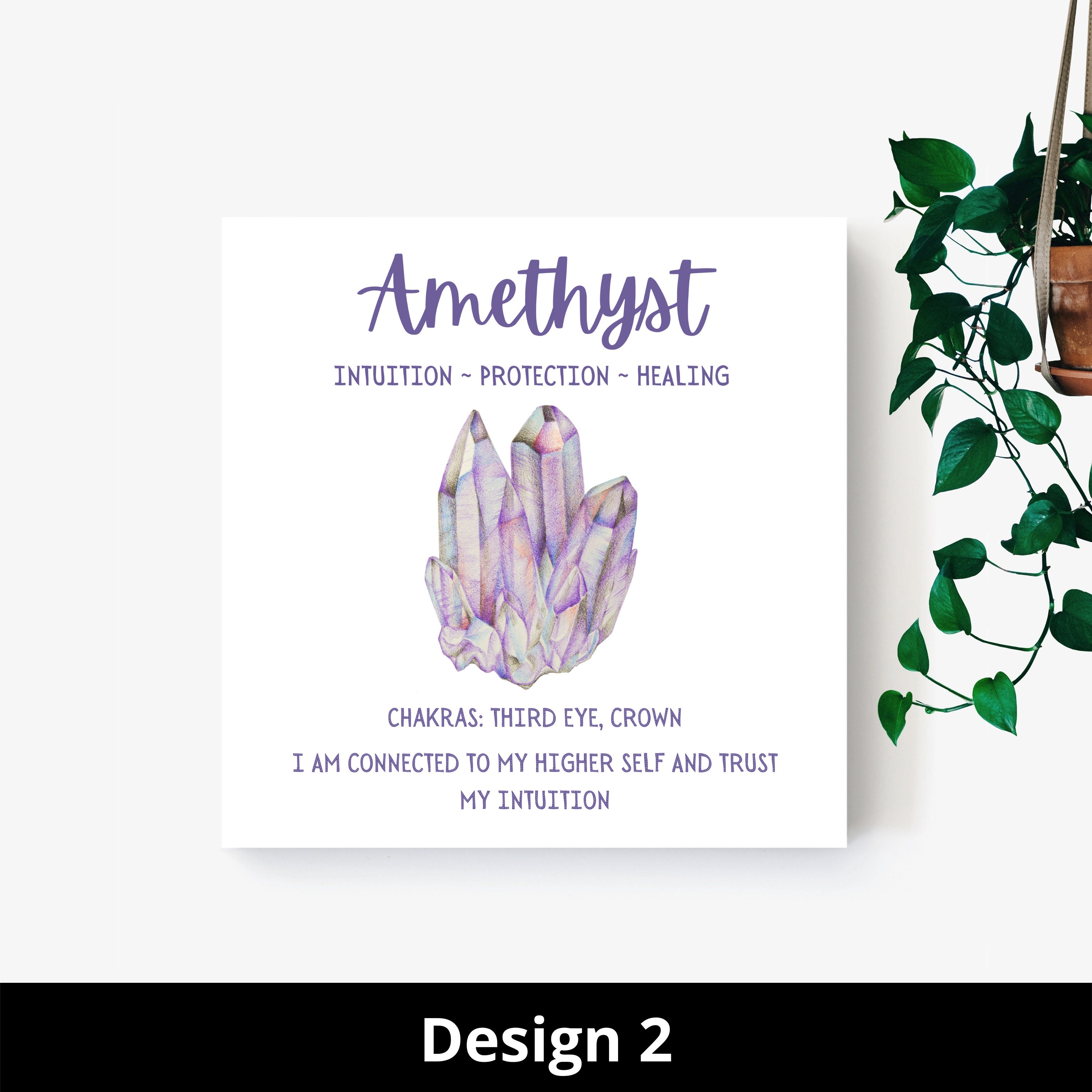 Amethyst Instant Download Crystal Meaning Card Amethyst | Etsy