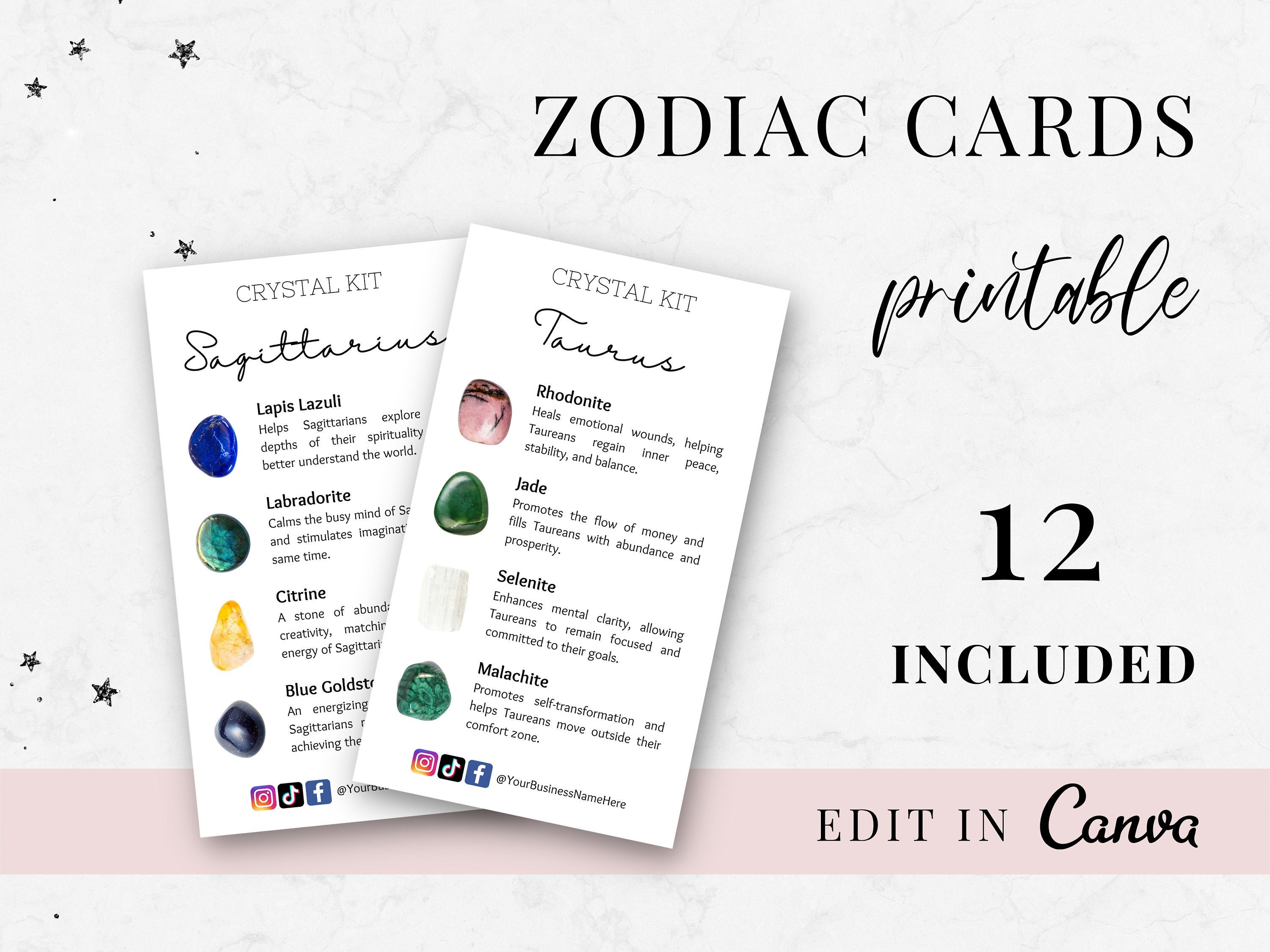 Zodiac Printable Cards, Zodiac Inserts, Zodiac Cards, Zodiac Instant …