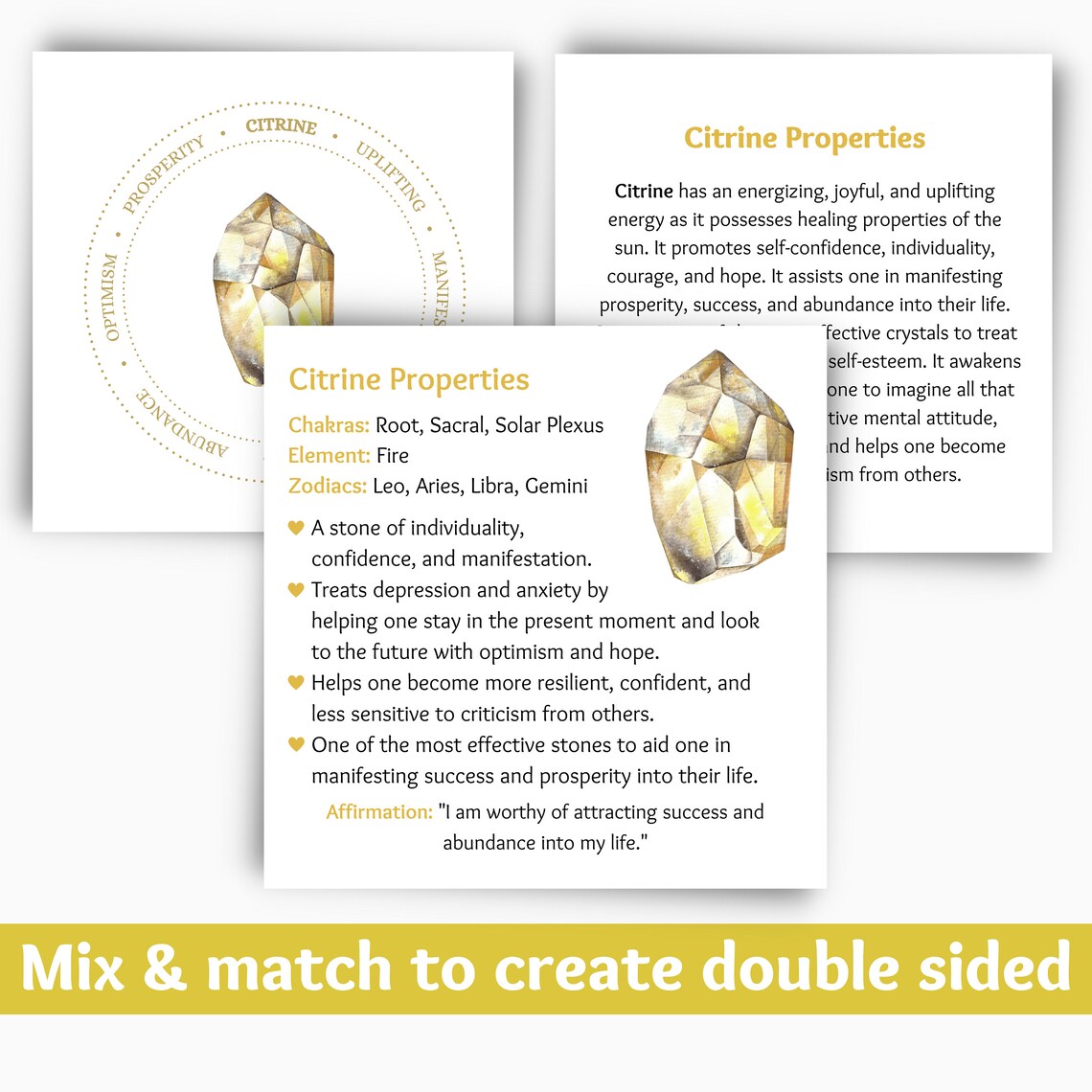 Citrine Instant Download Crystal Card Crystal Printables | Etsy
