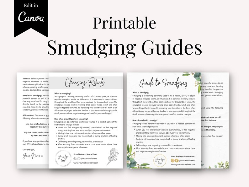 Smudging Printable Smudging Instant Download Smudging Sheet | Etsy UK