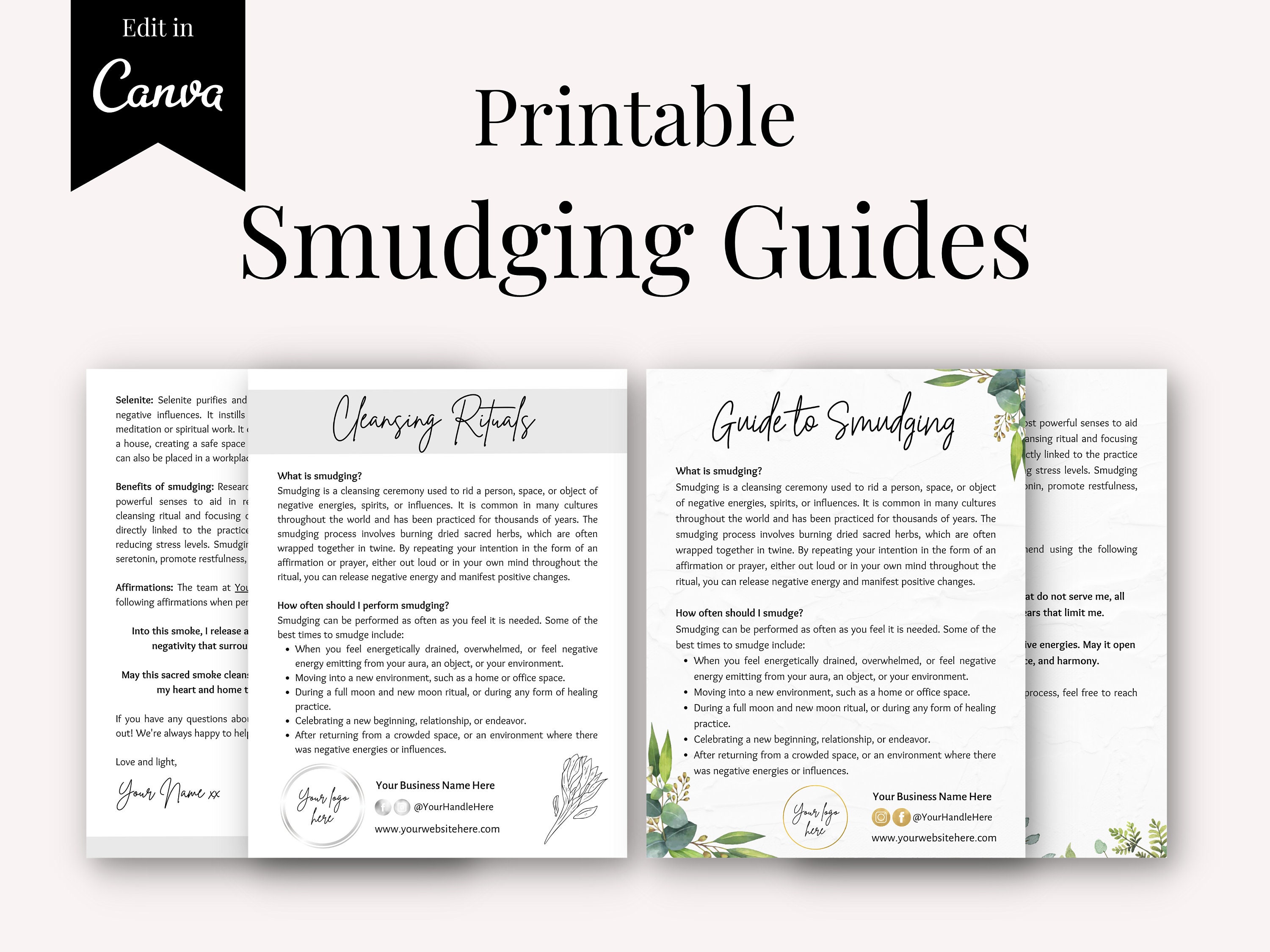 Smudging Printable Smudging Instant Download Smudging Sheet | Etsy