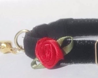 Black velvet cat collar. Cat collar. Kitten collar. Puppy collar. Chihuahua collar. Collar with Bell. Breakaway or Non-Breakaway buckle