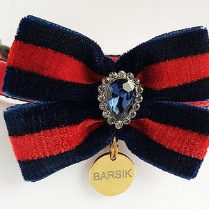 Luxury Cat collar-id Tag/collar with bow/crystal Bow collar/Cat collar with bell/designer pet collar/Dog collar/Breakaway/Non-Breakaway