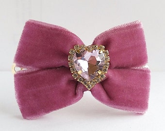 Pet barrette-Clip hair/Luxury Velvet bow/Dog hair bow/girl Yorkie hair bow/shih tzu clip hair bow /clip for dogs, all/clip, french barrette.