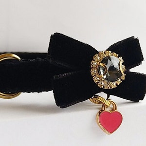 Collare per gatti - mini fiocco nero/Collare per gatti con gemme/Collare per cuccioli/Collare per gattini/Collare per chihuahua/Collare per gatti/Collare per cani mini/Non-Breakaway/Breakaway