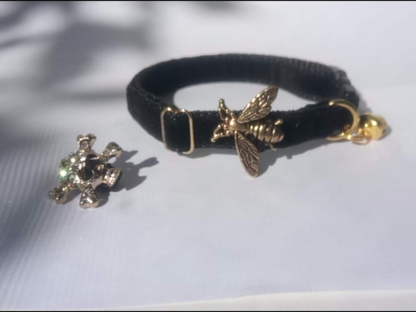 Gothic velvet collar catSkull cat collars.Kitten Etsy