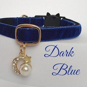 Cat collar with Pearl/Small dog collar Luxury/Velvet collar with charm/Non-Breakaway/Breakaway cat collar.