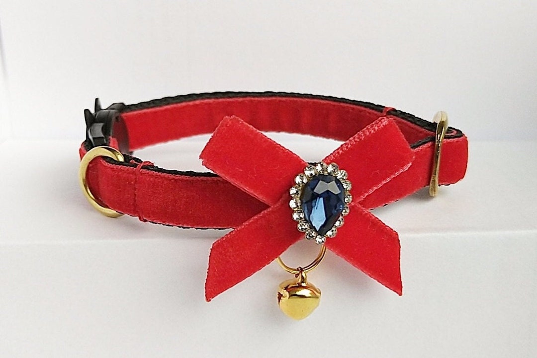 Luxury Red Cat Collar/cat Collar Bell/velvet Cat Etsy