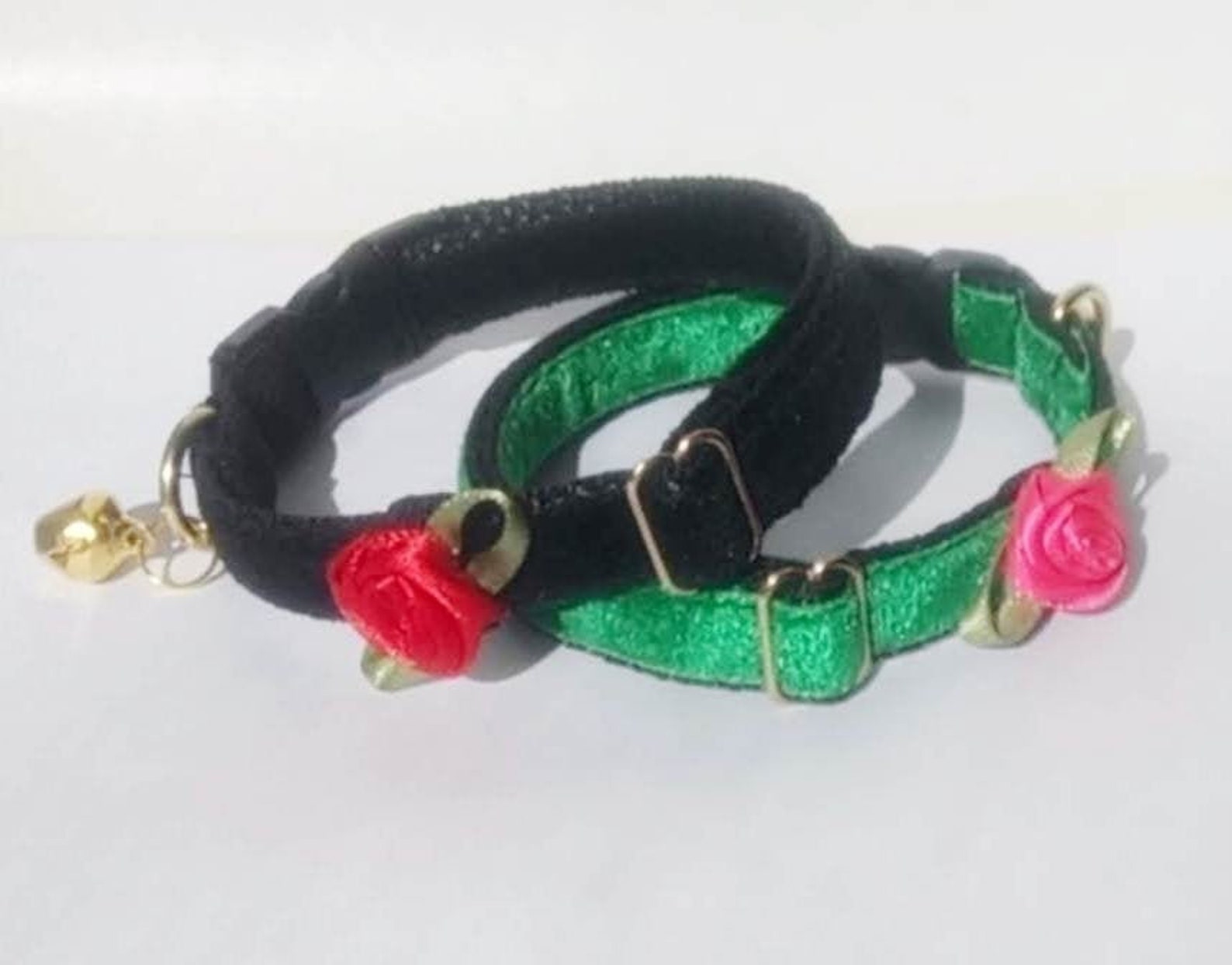 Green Velvet cat collar.Cat collar.Kitten collar.Puppy Etsy