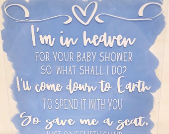 Baby Shower Heaven Sign Lost Loved One Acrylic Plaque Empty Chair Poem