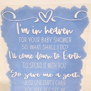 Baby Shower Heaven Sign Lost Loved One Acrylic Plaque Empty Chair Poem