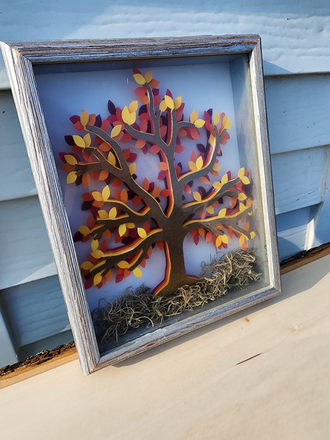 Fall 3D Layered Cardstock Shadow Box Seasonal Decor Etsy