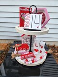 Valentines Tier Tray Decor set of 8 pieces Hearts and Love