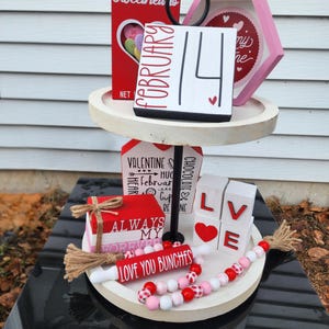 Valentines Tier Tray Decor set of 8 pieces Hearts and Love
