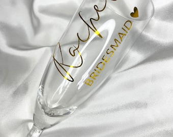 Personalised champagne flutes | Glass Champagne flute | Personalised Prosecco flute | Bridal party | Hen party | Bride glass | Hen party |